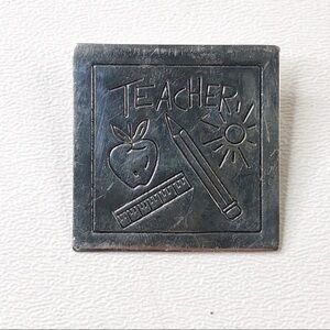 Sterling Silver ATI 925 Square Teacher Brooch Pin